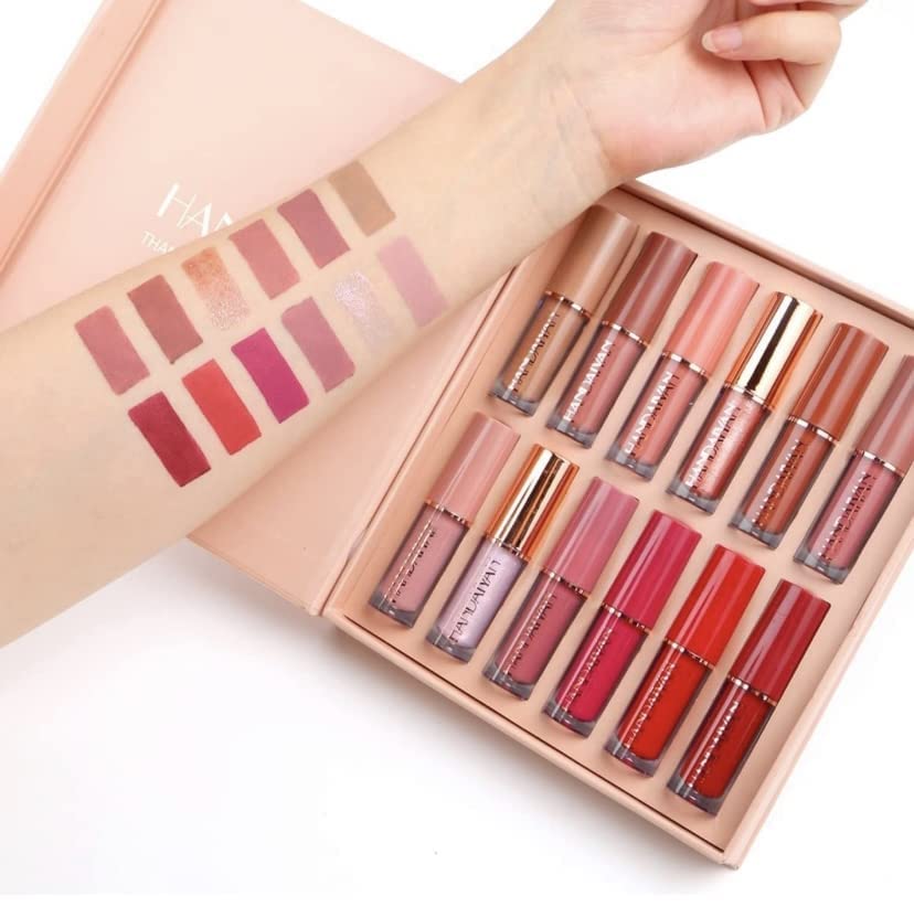 Handaiyan Matte Liquid Lipstick 12-Pieces Set (Waterproof)
